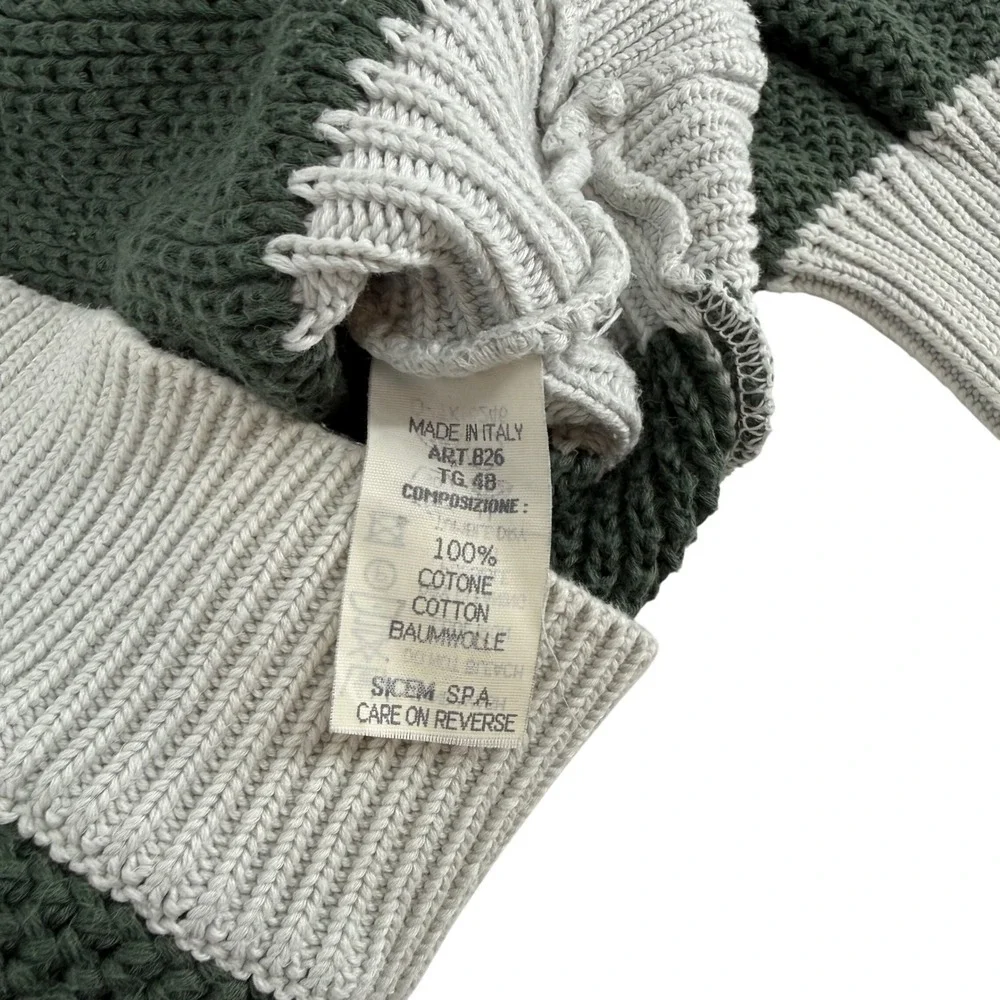 Vintage 90's Emporio Armani Sweater Italy 100%‎ Cotton XS–Slim Small Green White